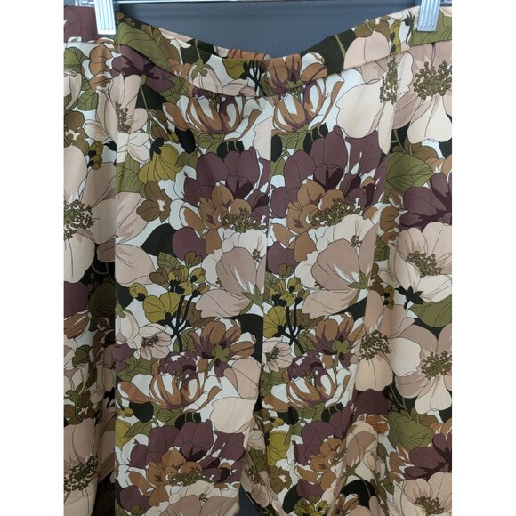 NWT R&K Original Earth Tone Cotton Blend Floral Print Pull On Cropped Pants - 24 - Picture 2 of 11
